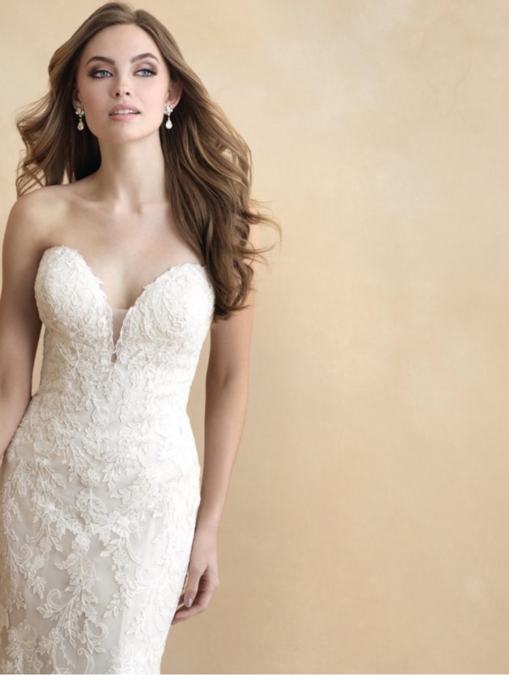 Allure Romance Champagne Lace Sweetheart Mermaid Gown